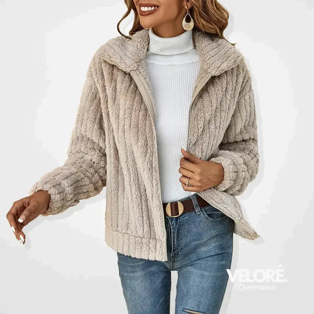 Kimb™ | Casual Plush Cardigan Apricot / S Women Hoodie