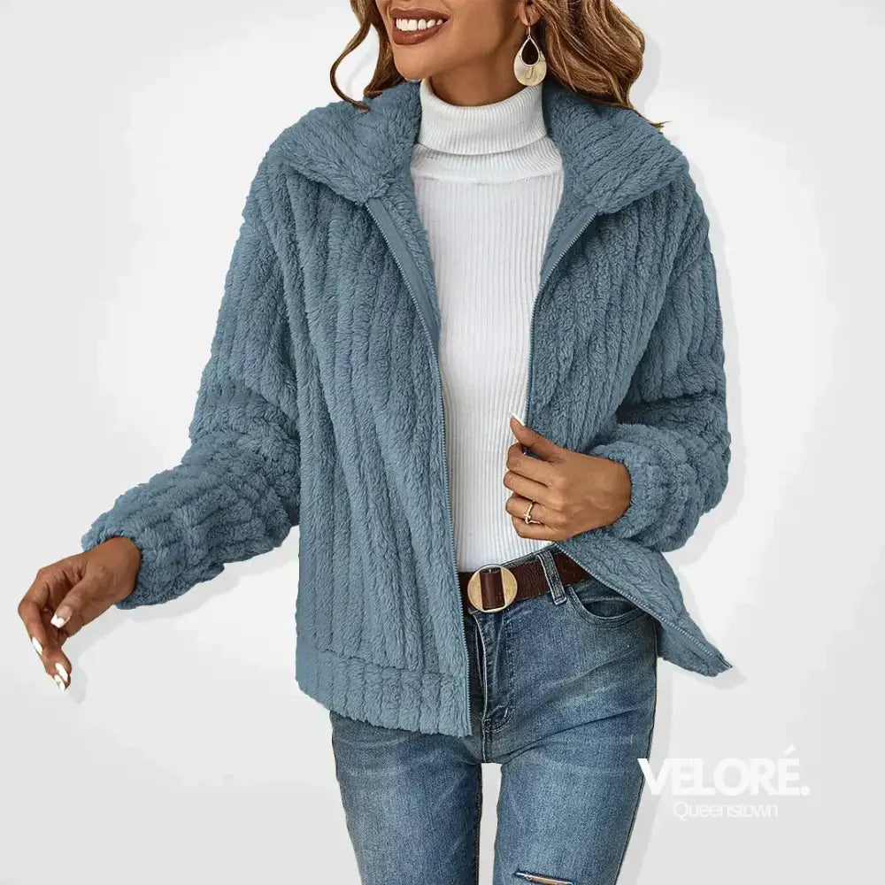 Kimb™ | Casual Plush Cardigan Blue / S Women Hoodie