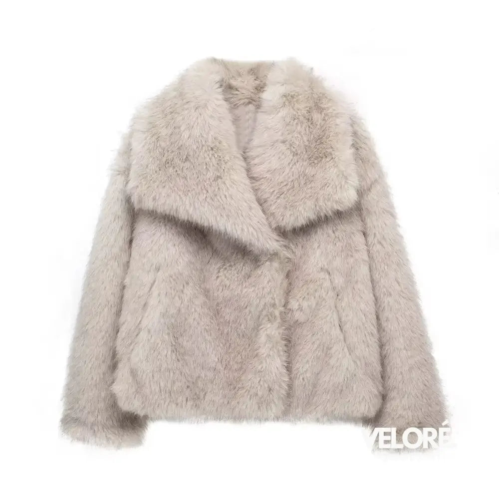 Vivienne™ | Cropped Faux Fur Jacket Beige Gray / Xs Women Jackets