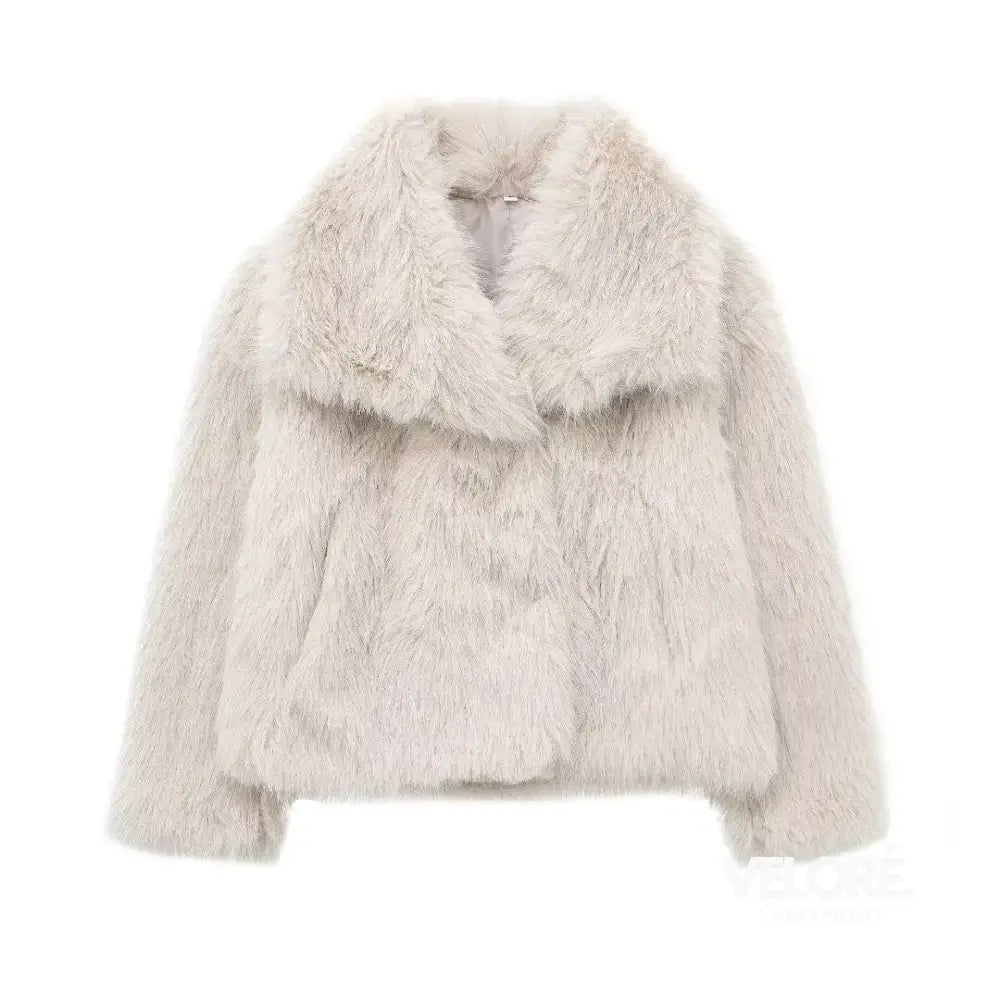 Vivienne™ | Cropped Faux Fur Jacket Beige Whiye / Xs Women Jackets