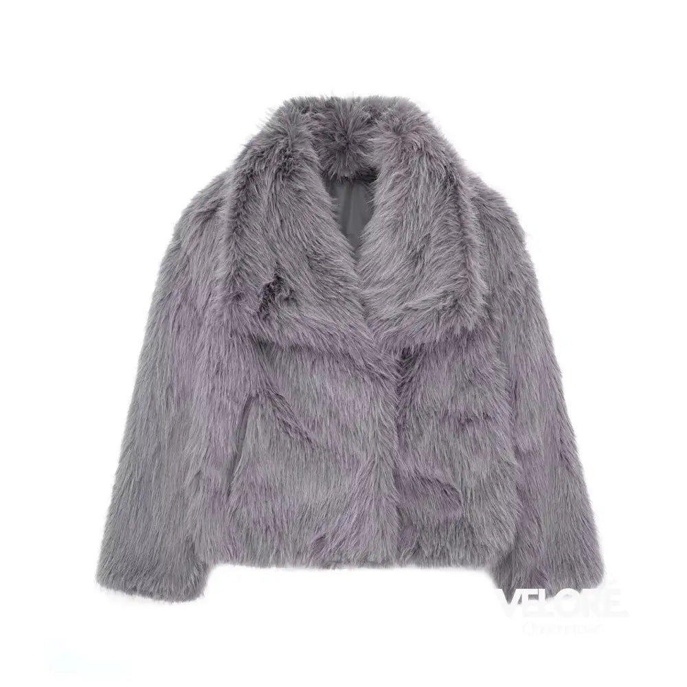 Vivienne™ | Cropped Faux Fur Jacket Dark Grey / Xs Women Jackets